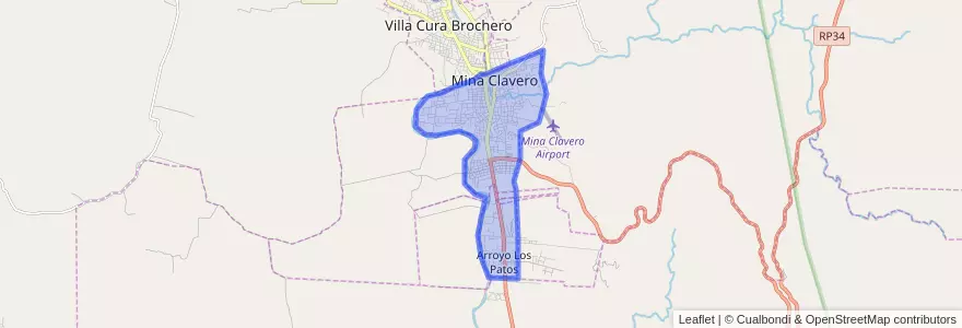 Mapa de ubicacion de Mina Clavero.