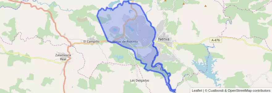 Mapa de ubicacion de Minas de Riotinto.