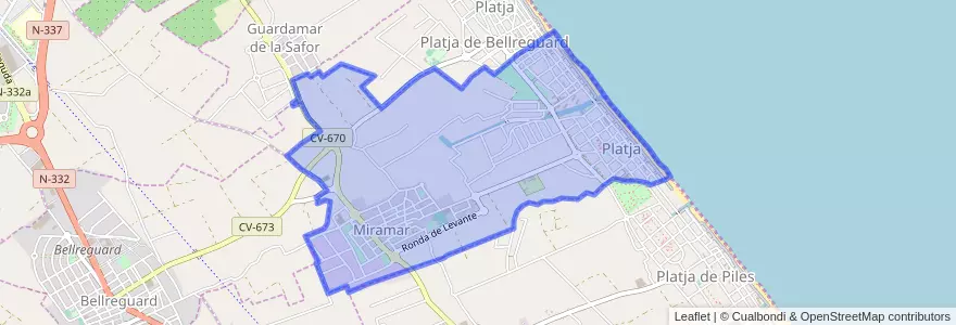 Mapa de ubicacion de Miramar.