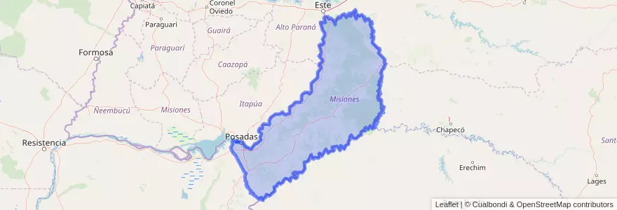 Mapa de ubicacion de Misiones.