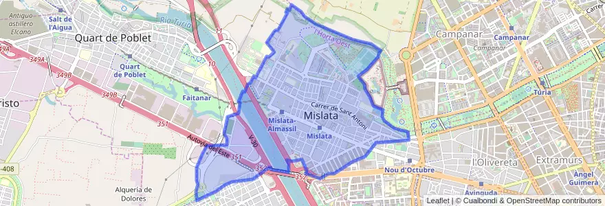 Mapa de ubicacion de Mislata.