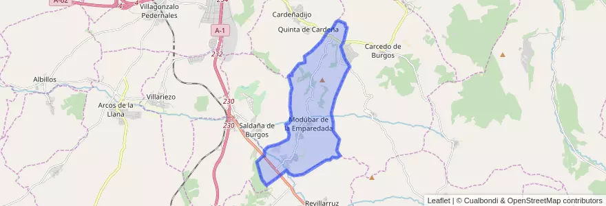 Mapa de ubicacion de Modúbar de la Emparedada.