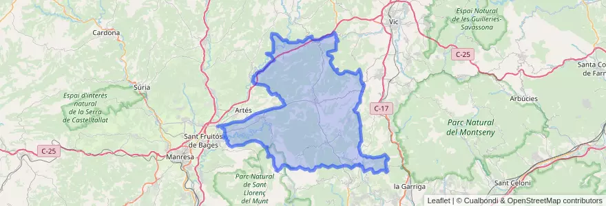 Mapa de ubicacion de Moianès.