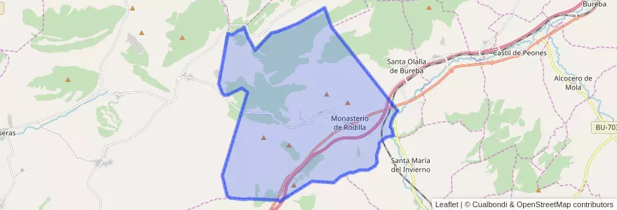 Mapa de ubicacion de Monasterio de Rodilla.