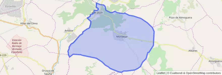 Mapa de ubicacion de Mondéjar.