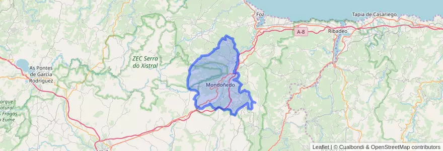 Mapa de ubicacion de Mondoñedo.