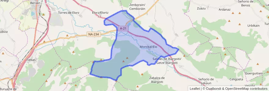 Mapa de ubicacion de Monreal.