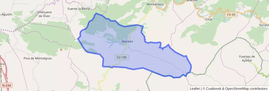 Mapa de ubicacion de Montán.