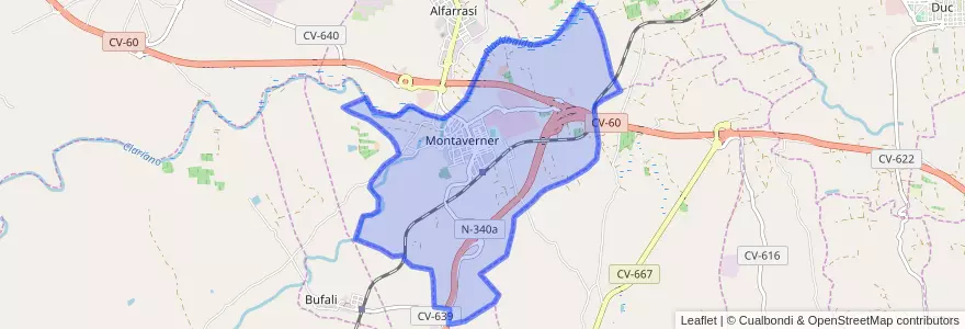 Mapa de ubicacion de Montaverner.