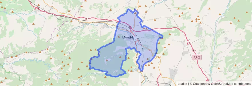 Mapa de ubicacion de Montblanc.