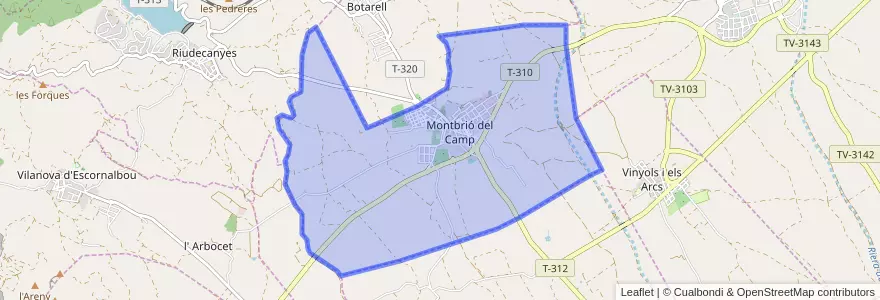 Mapa de ubicacion de Montbrió del Camp.