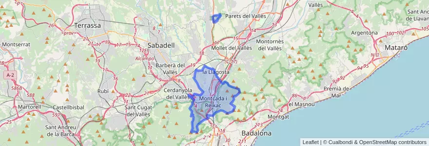 Mapa de ubicacion de Montcada i Reixac.