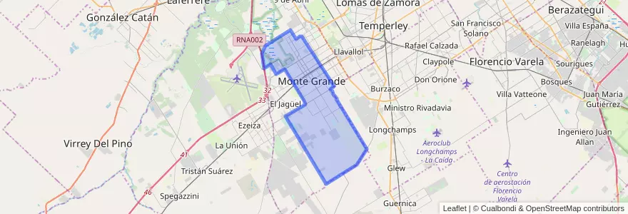 Mapa de ubicacion de Monte Grande.