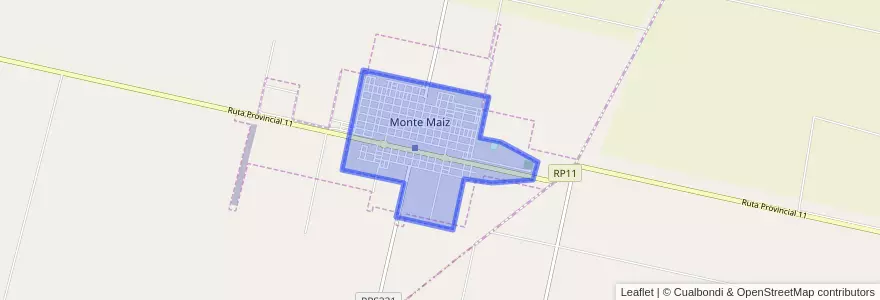Mapa de ubicacion de Monte Maíz.
