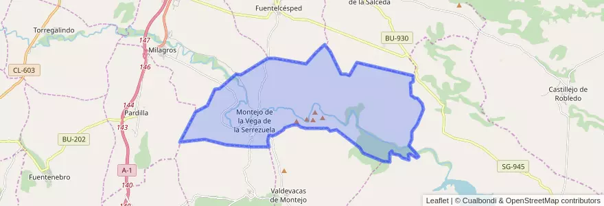 Mapa de ubicacion de Montejo de la Vega de la Serrezuela.