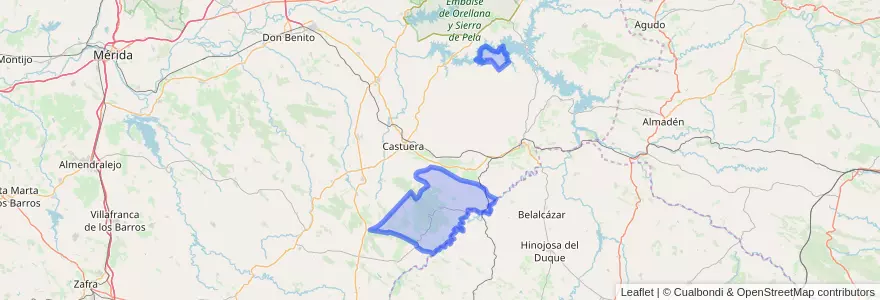 Mapa de ubicacion de Monterrubio de la Serena.