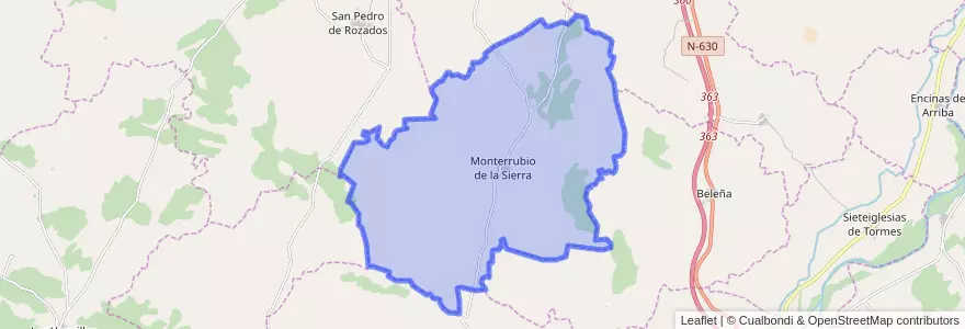 Mapa de ubicacion de Monterrubio de la Sierra.