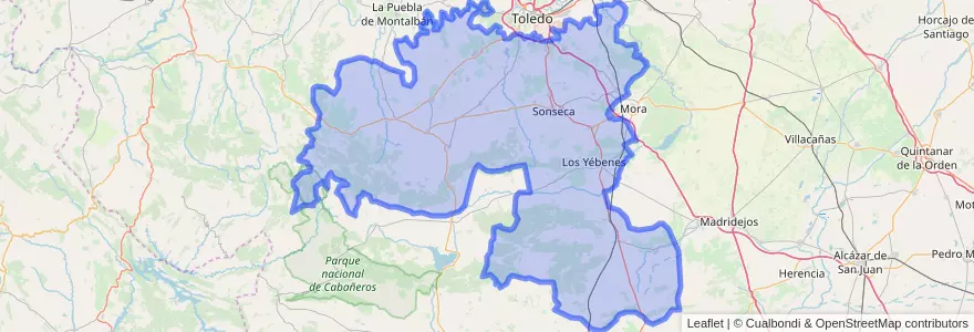 Mapa de ubicacion de Montes de Toledo.