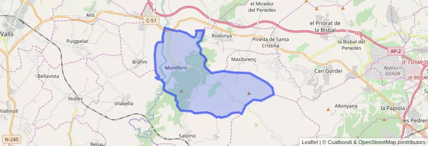 Mapa de ubicacion de Montferri.