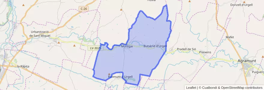 Mapa de ubicacion de Montgai.