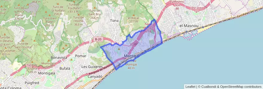 Mapa de ubicacion de Montgat.