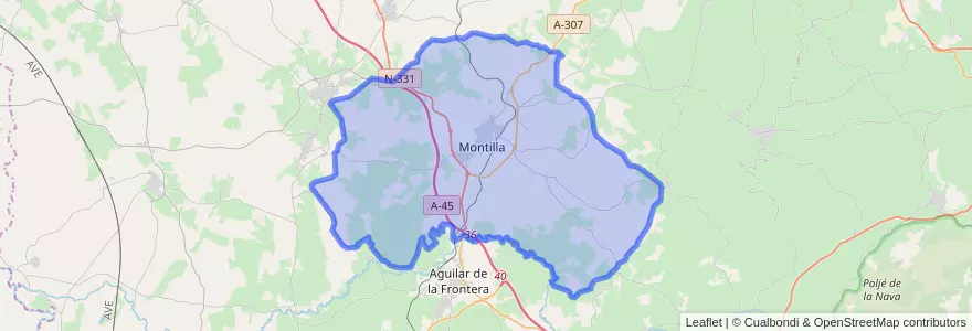 Mapa de ubicacion de Montilla.