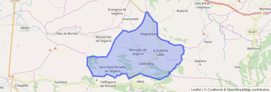 Mapa de ubicacion de Montoliu de Segarra.