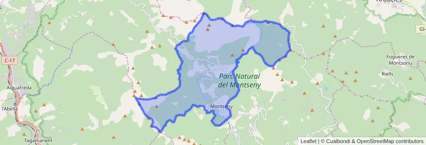 Mapa de ubicacion de Montseny.