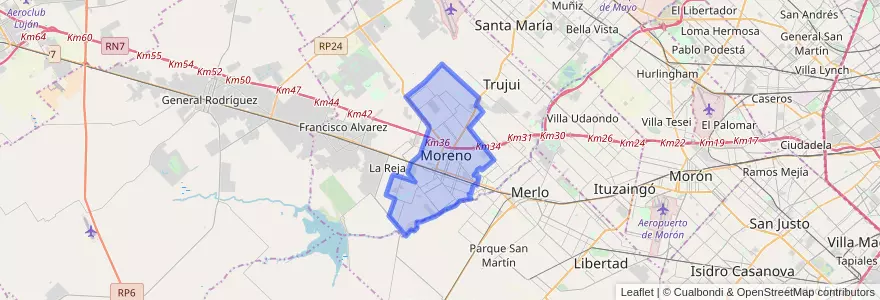 Mapa de ubicacion de Moreno.