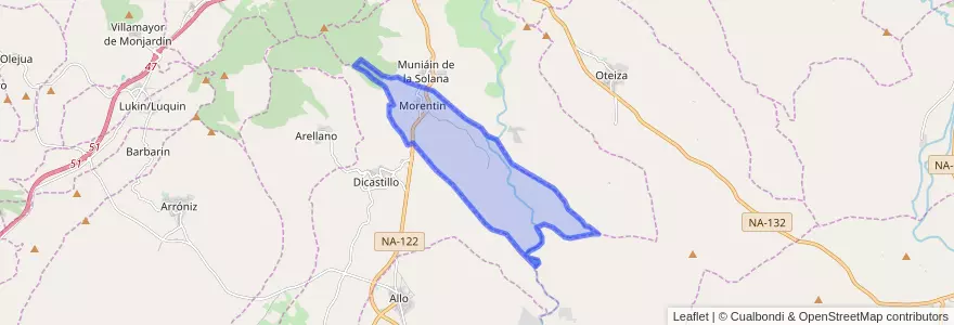Mapa de ubicacion de Morentin.