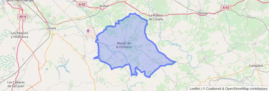 Mapa de ubicacion de Morón de la Frontera.
