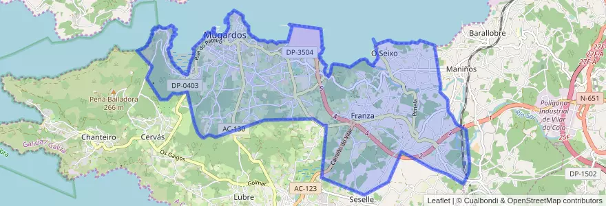 Mapa de ubicacion de Mugardos.
