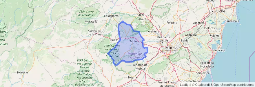 Mapa de ubicacion de Mula.
