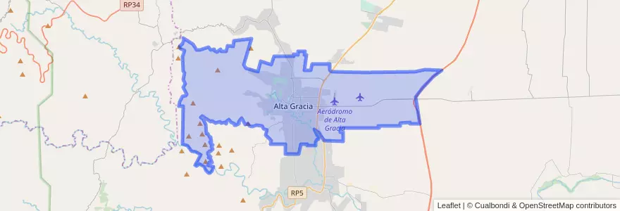 Mapa de ubicacion de Municipio de Alta Gracia.