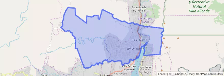 Mapa de ubicacion de Municipio de Bialet Massé.