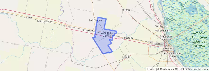 Mapa de ubicacion de Municipio de Cañada de Gómez.