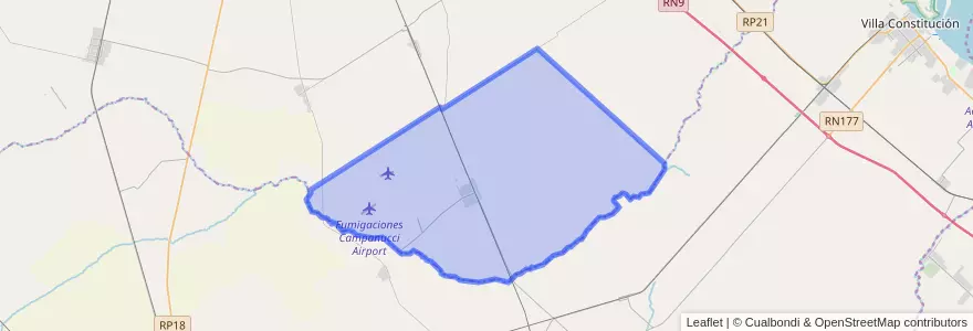 Mapa de ubicacion de Municipio de Coronel Bogado.