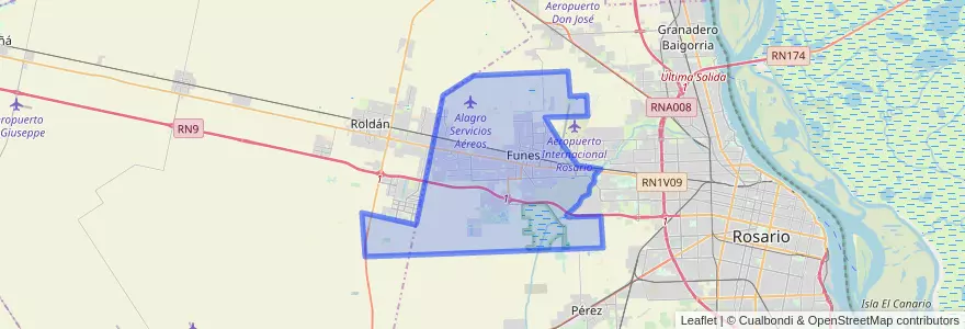 Mapa de ubicacion de Municipio de Funes.