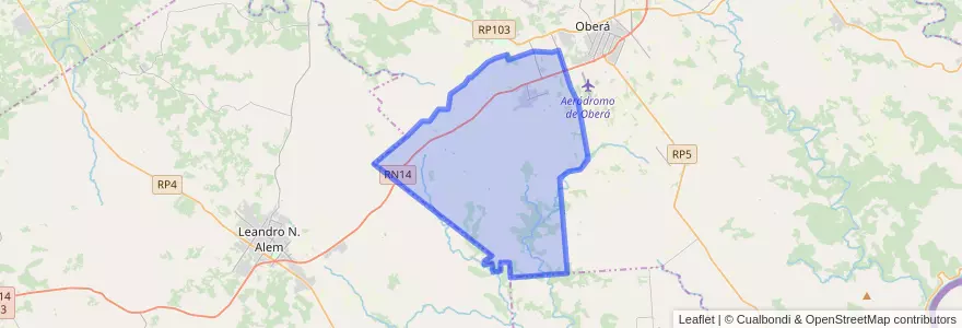Mapa de ubicacion de Municipio de Guaraní.