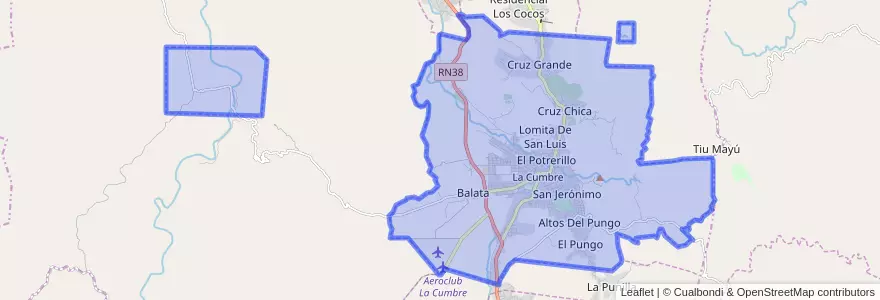 Mapa de ubicacion de Municipio de La Cumbre.