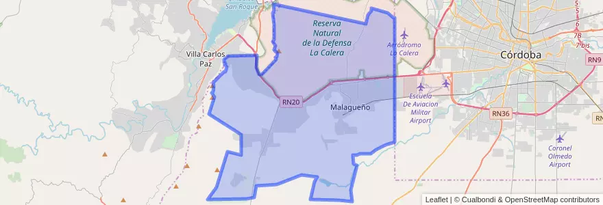 Mapa de ubicacion de Municipio de Malagueño.