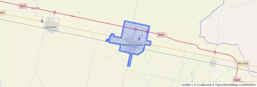 Mapa de ubicacion de Municipio de Marcos Juárez.