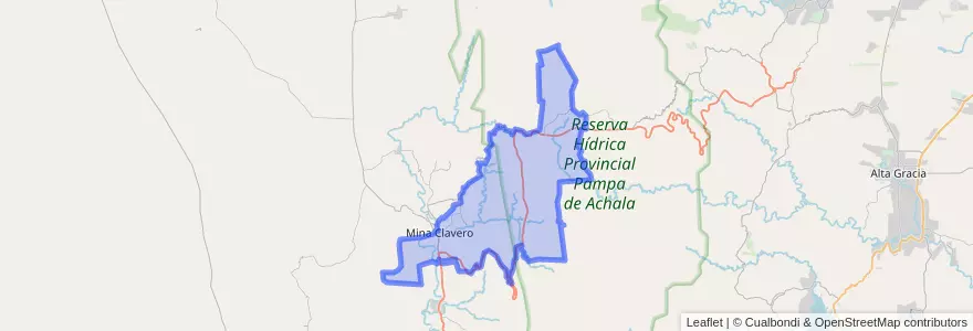 Mapa de ubicacion de Municipio de Mina Clavero.