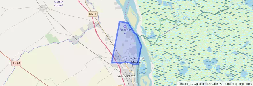Mapa de ubicacion de Municipio de Puerto General San Martín.