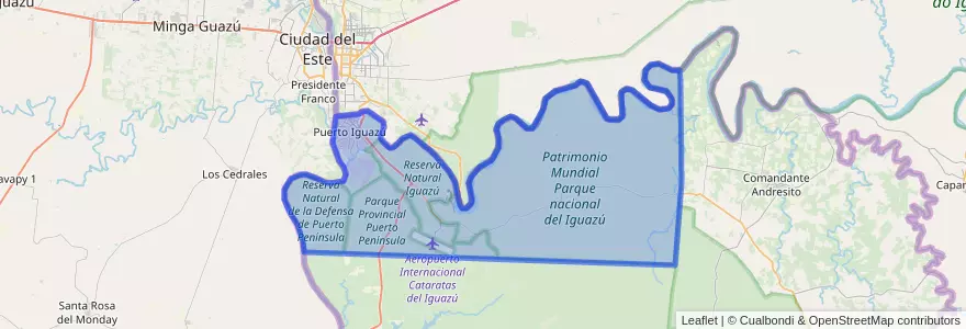 Mapa de ubicacion de Municipio de Puerto Iguazú.