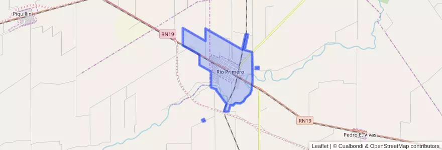 Mapa de ubicacion de Municipio de Río Primero.