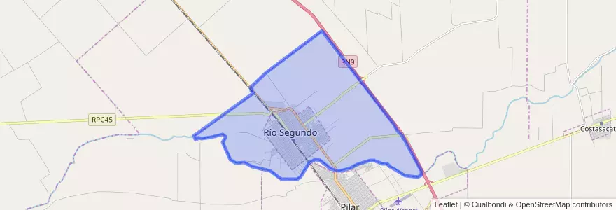 Mapa de ubicacion de Municipio de Río Segundo.