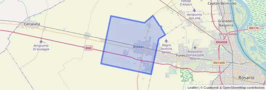 Mapa de ubicacion de Municipio de Roldán.