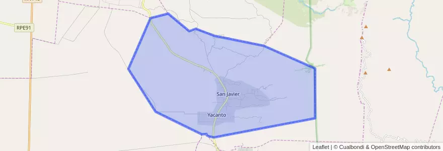 Mapa de ubicacion de Municipio de San Javier y Yacanto.
