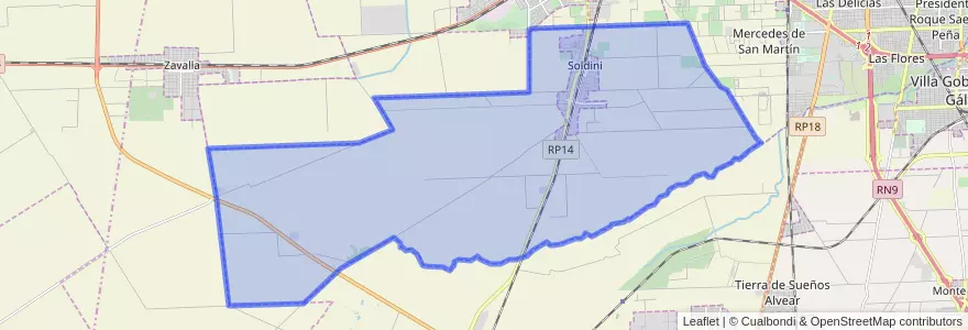 Mapa de ubicacion de Municipio de Soldini.